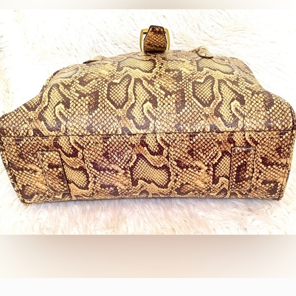 Margot Victoria Stirrup Snake Print Leather Satchel Bag - Picture 5 of 10